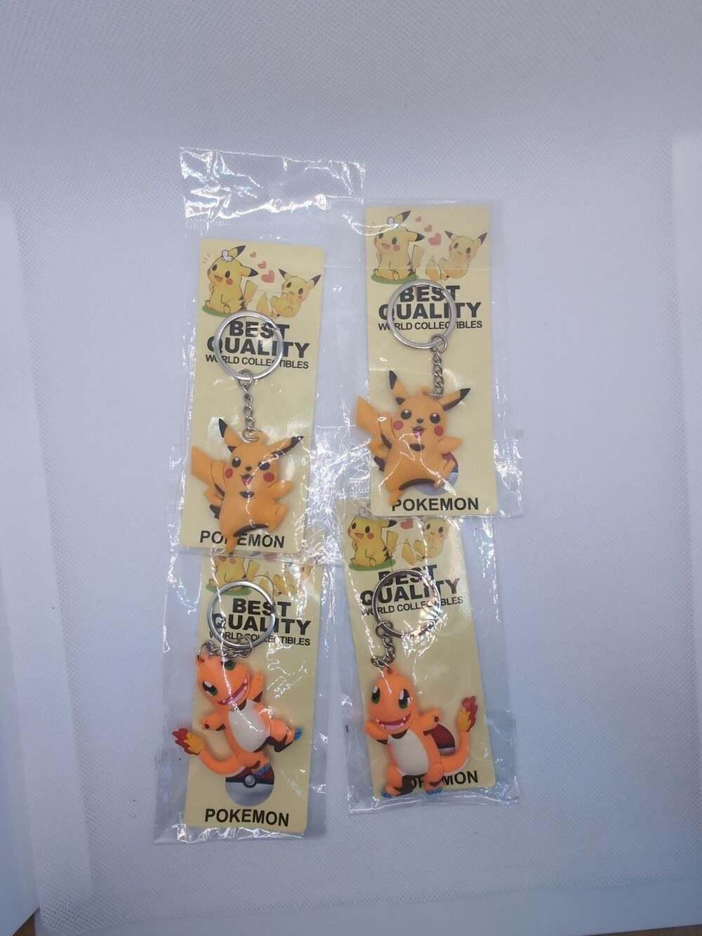 4 Pokemon Best Quality World Collectibles PVC Keychains Pikachu Charmander